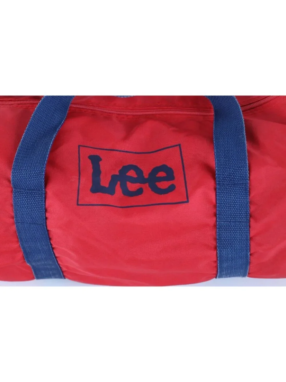 Vintage 70s 80s Lee Dungarees Spell Out Box Logo Handled Duffel Bag Carry On Red
